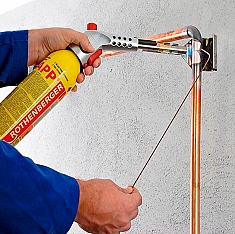 Использование газовой горелки для пайки с пьезоподжигом и баллончиком Rothenberger Super Fire 3 Hot Box