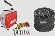 Комплектация электромеханической машины для прочистки канализационных труб Rotorica Rotor King