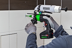 Применение аккумуляторной дрели для мокрого алмазного сверления Eibenstock END 40 A Применение аккумуляторной дрели для мокрого алмазного сверления Eibenstock END 40 A