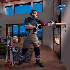 Применение алмазной коронки для сухого бурения с микроударом Адель Diamond Hit DH-D401 225 мм