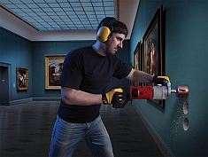 Применение алмазной коронки для сухого сверления подрозетников с микроударом Адель Diamond Hit DH-D400 82/65 мм