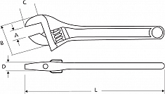 Размеры ключа разводного сантехнического Super-Ego 10" Размеры ключа разводного сантехнического Super-Ego 10"