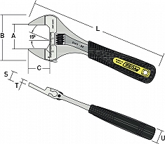 Размеры разводного ключа с тонкими губками Irega ErgoTop SWO 99XS-8" Размеры разводного ключа с тонкими губками Irega ErgoTop SWO 99XS-8"