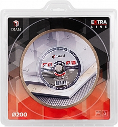 Упаковка алмазного отрезного круга Diam Extra Line 1A1R Корона Керамогранит-ST Graphite 200 мм