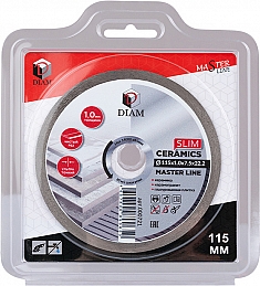 Упаковка алмазного отрезного круга Diam Master Line 1A1R Корона Ceramics Slim 115 мм