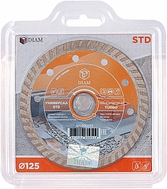 Упаковка алмазного отрезного круга Diam STD Turbo Универсал 125 мм Упаковка алмазного отрезного круга Diam STD Turbo Универсал 125 мм