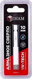 Упаковка алмазного сверла вакуумного спекания Diam Extra Line V-Tech HEX-E 1/4" 10 мм